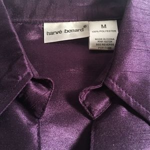 SALE‼️ MHARV BENARD Purple 3/4 Sleve Shirt Rhstone